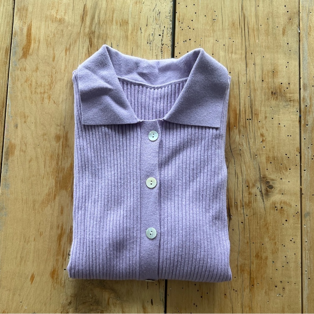 Lavender Short Sleeve Button Up